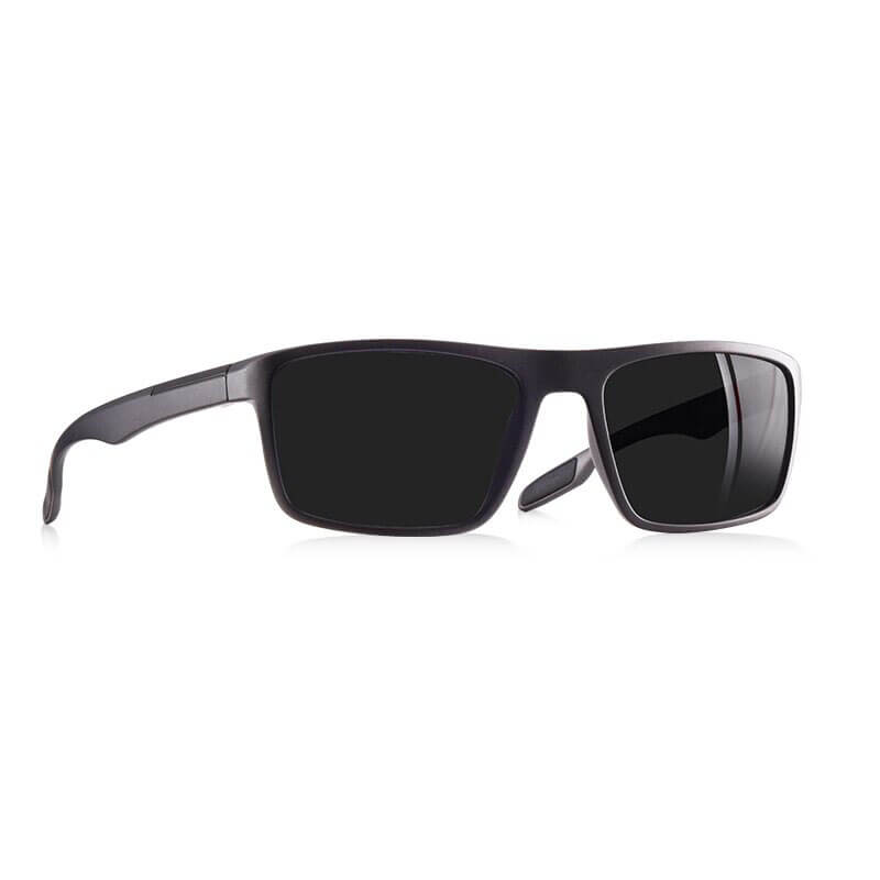 Stylish ultralight square-framed sunglasses for men SF0960, black TR90 frame with TAC lenses, UV protection, anti-reflective finish.